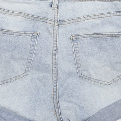 H&M Womens Blue Cotton Basic Shorts Size 8 L3 in Regular Zip