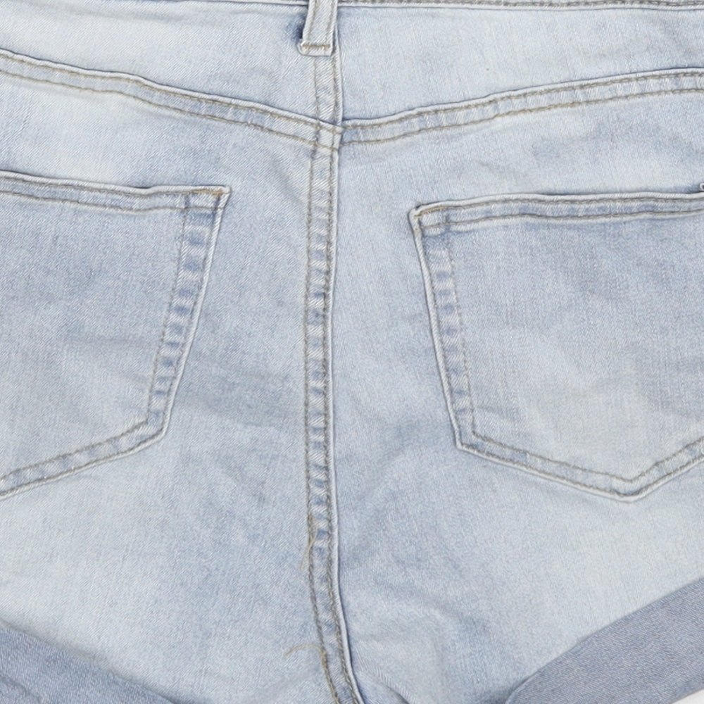 H&M Womens Blue Cotton Basic Shorts Size 8 L3 in Regular Zip
