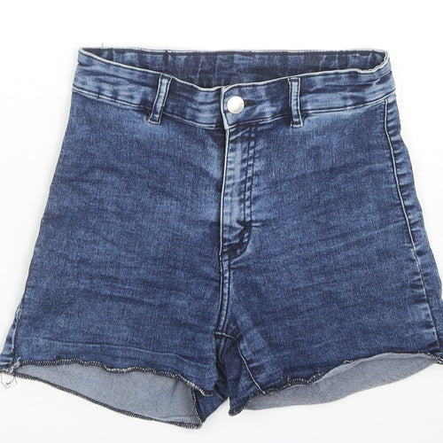 Divided by H&M Womens Blue Cotton Hot Pants Shorts Size 8 L3 in Regular Zip