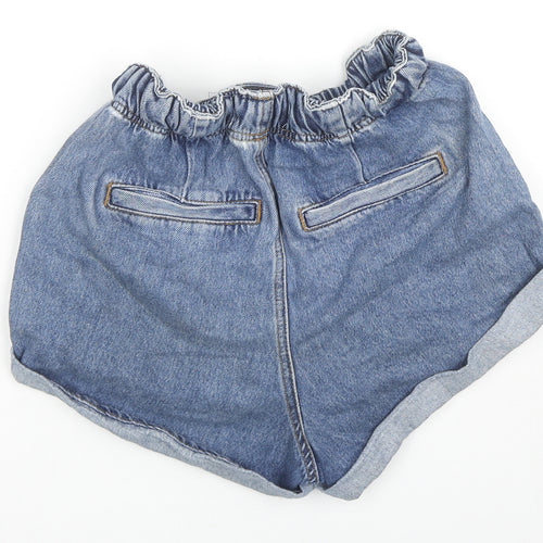 River Island Womens Blue Cotton Hot Pants Shorts Size 6 L3 in Regular Drawstring