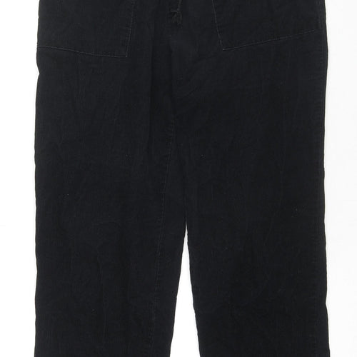 Damart Womens Black Cotton Trousers Size 10 L27 in Regular Drawstring