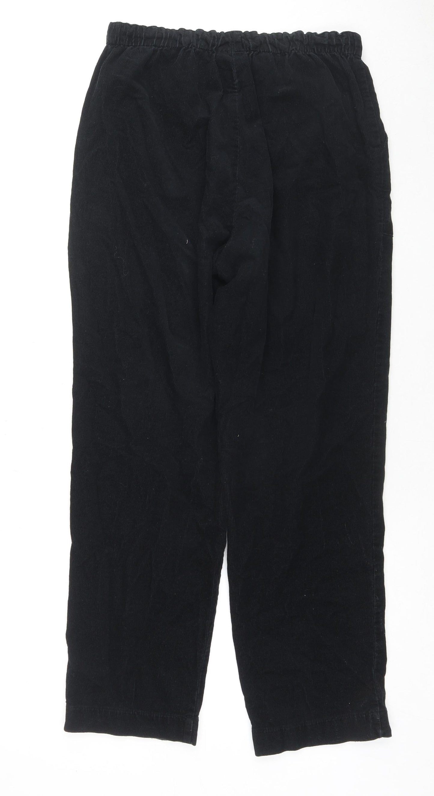 Damart Womens Black Cotton Trousers Size 10 L27 in Regular Drawstring