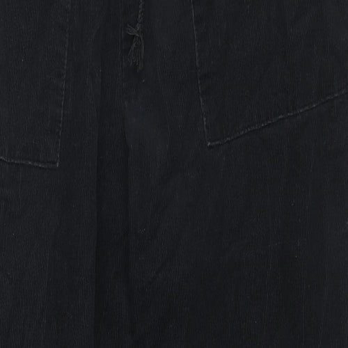 Damart Womens Black Cotton Trousers Size 10 L27 in Regular Drawstring