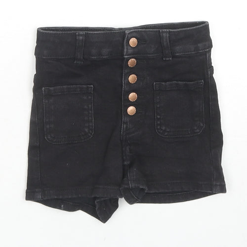 New Look Girls Black Cotton Hot Pants Shorts Size 9 Years L3 in Regular Zip
