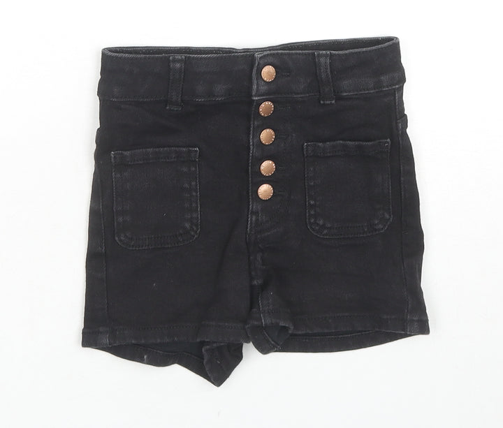 New Look Girls Black Cotton Hot Pants Shorts Size 9 Years L3 in Regular Zip