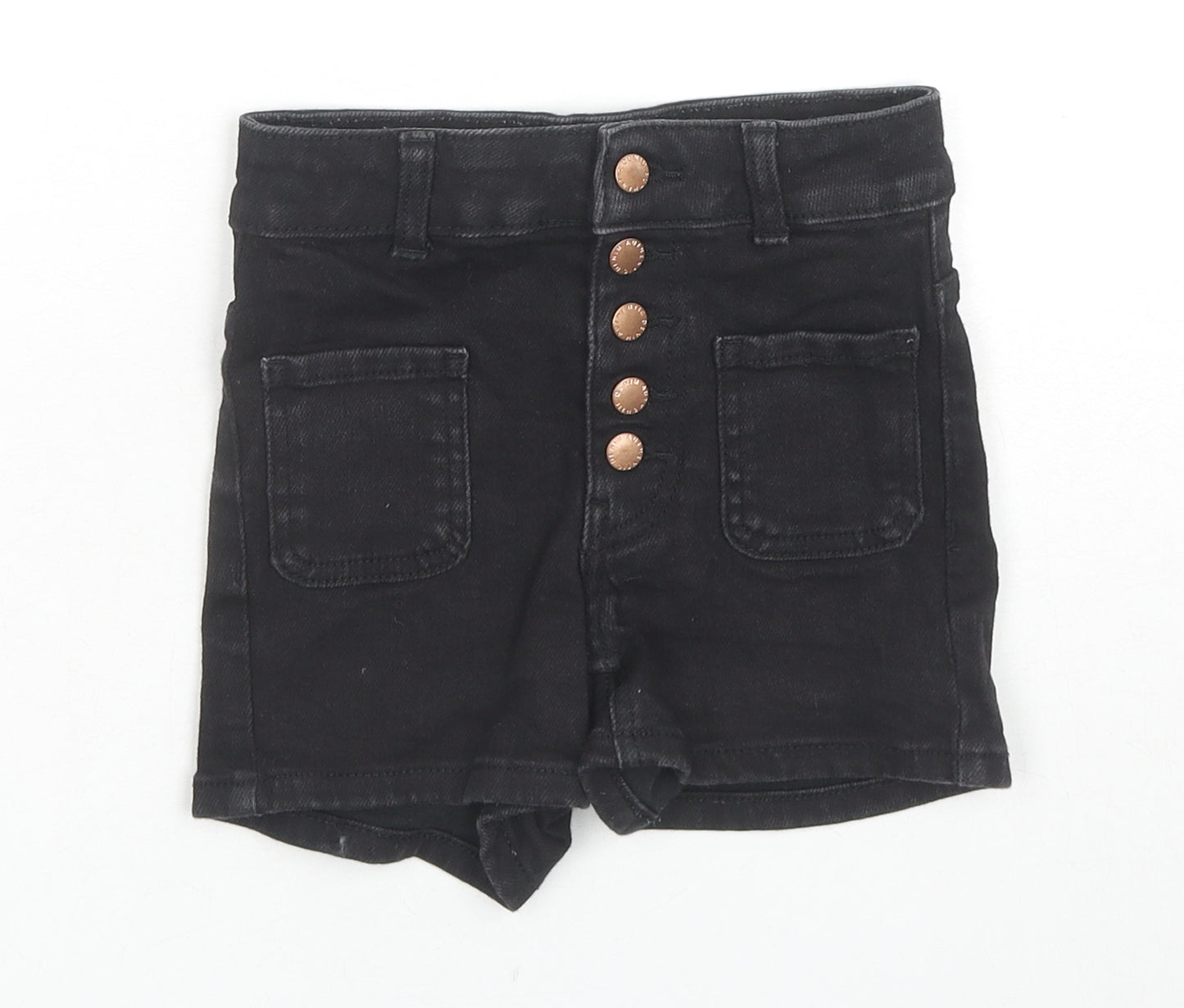 New Look Girls Black Cotton Hot Pants Shorts Size 9 Years L3 in Regular Zip