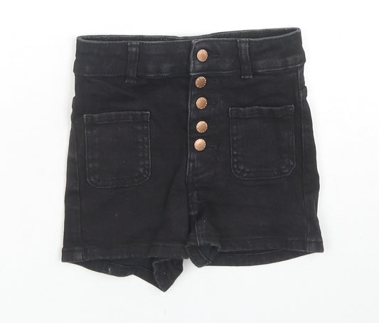 New Look Girls Black Cotton Hot Pants Shorts Size 9 Years L3 in Regular Zip