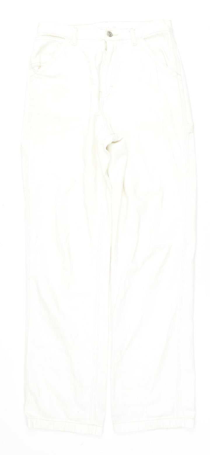 Topshop Womens White Cotton Bootcut Jeans Size 30 in L34 in Regular Zip - Cargo Style