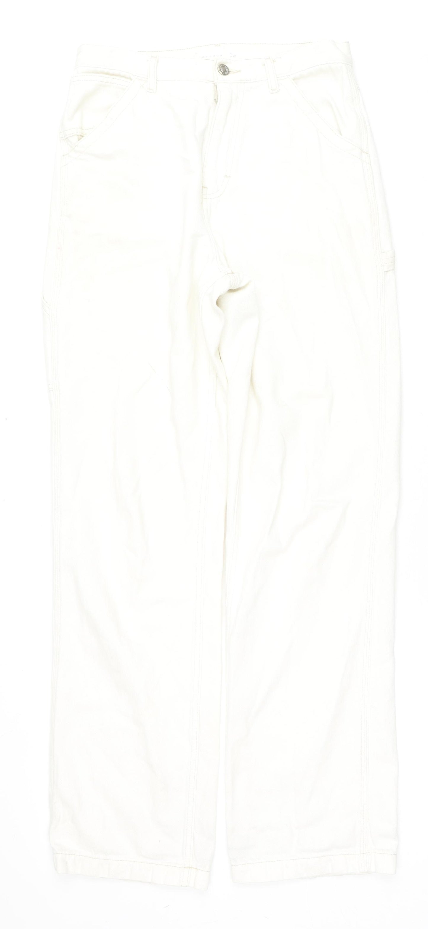 Topshop Womens White Cotton Bootcut Jeans Size 30 in L34 in Regular Zip - Cargo Style