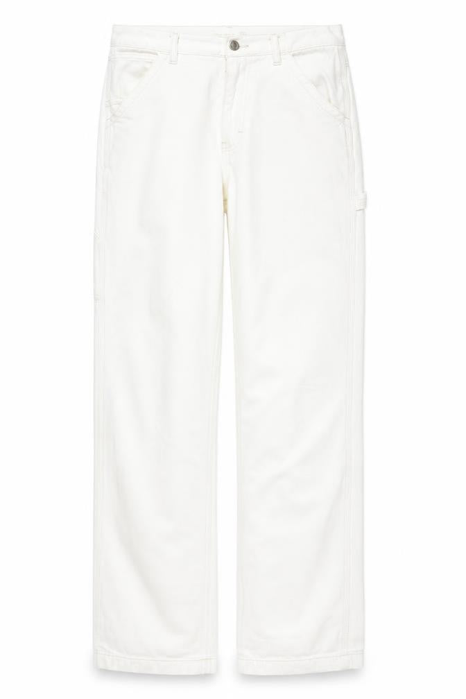 Topshop Womens White Cotton Bootcut Jeans Size 30 in L34 in Regular Zip - Cargo Style