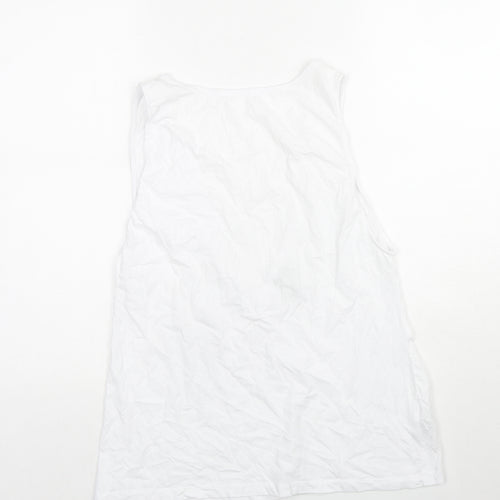 ASOS Womens White Cotton Basic Tank Size 12 Round Neck