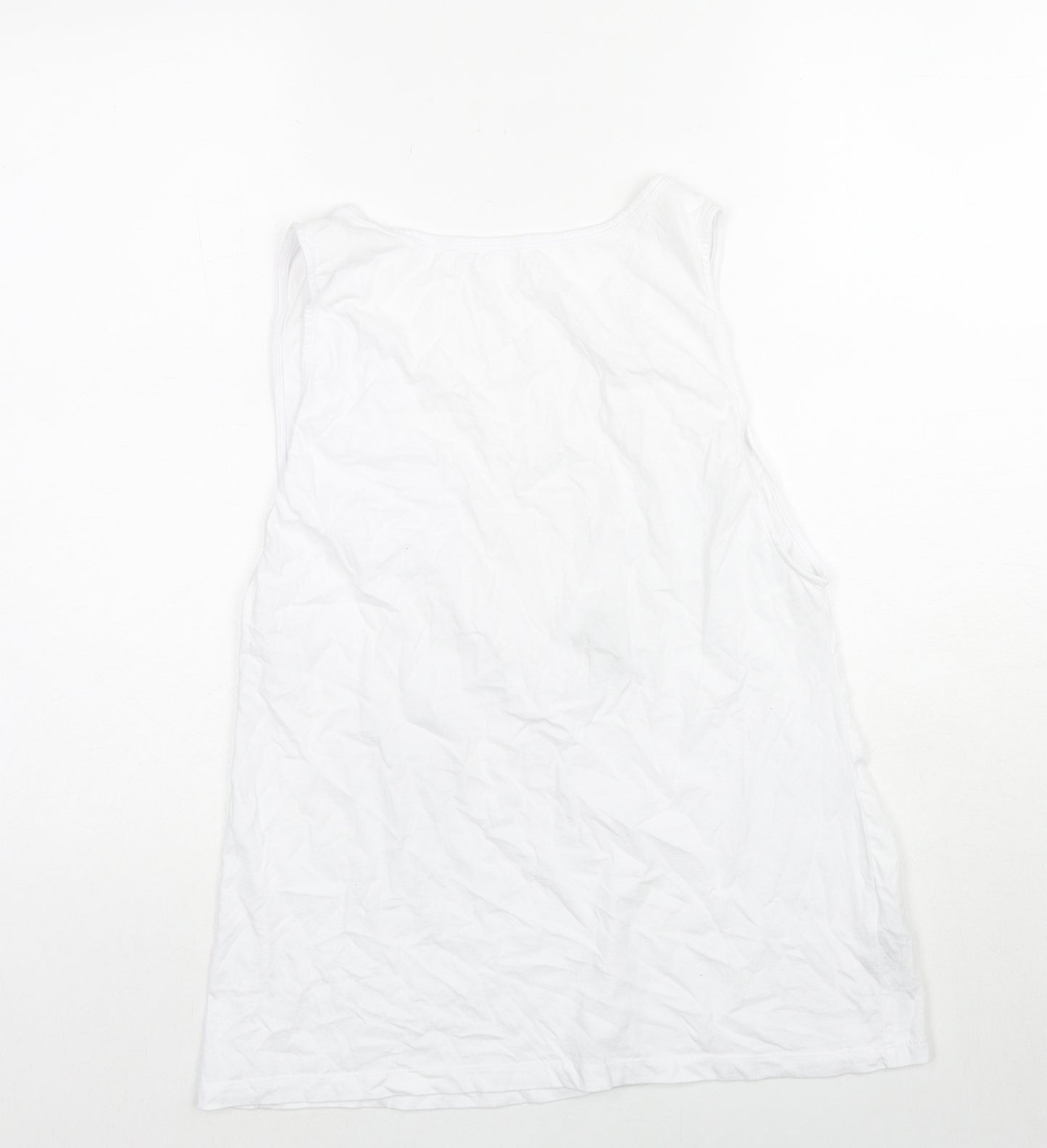 ASOS Womens White Cotton Basic Tank Size 12 Round Neck
