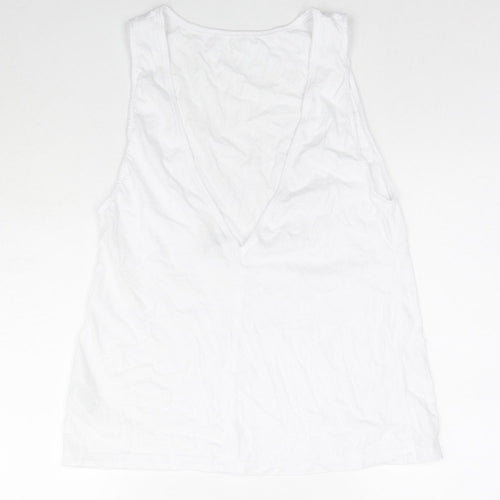 ASOS Womens White Cotton Basic Tank Size 12 Round Neck