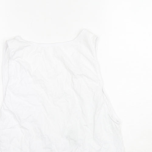 ASOS Womens White Cotton Basic Tank Size 12 Round Neck