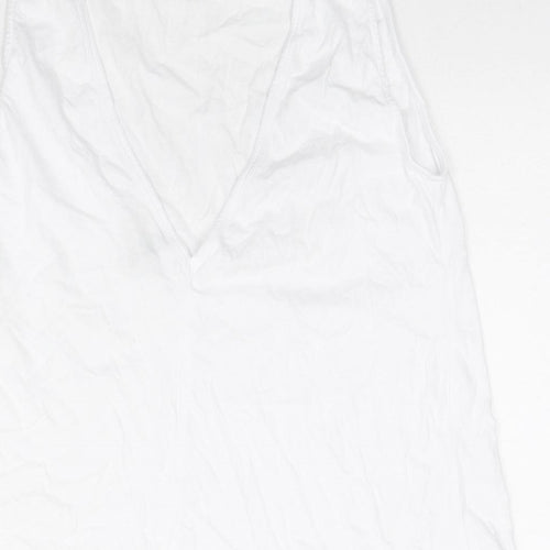 ASOS Womens White Cotton Basic Tank Size 12 Round Neck