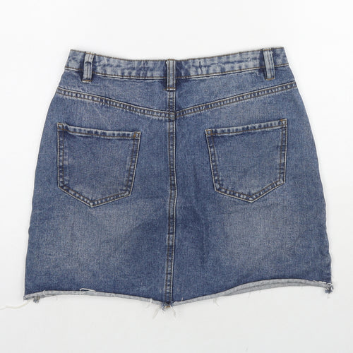 Denim & Co. Womens Blue Cotton A-Line Skirt Size 8 Zip