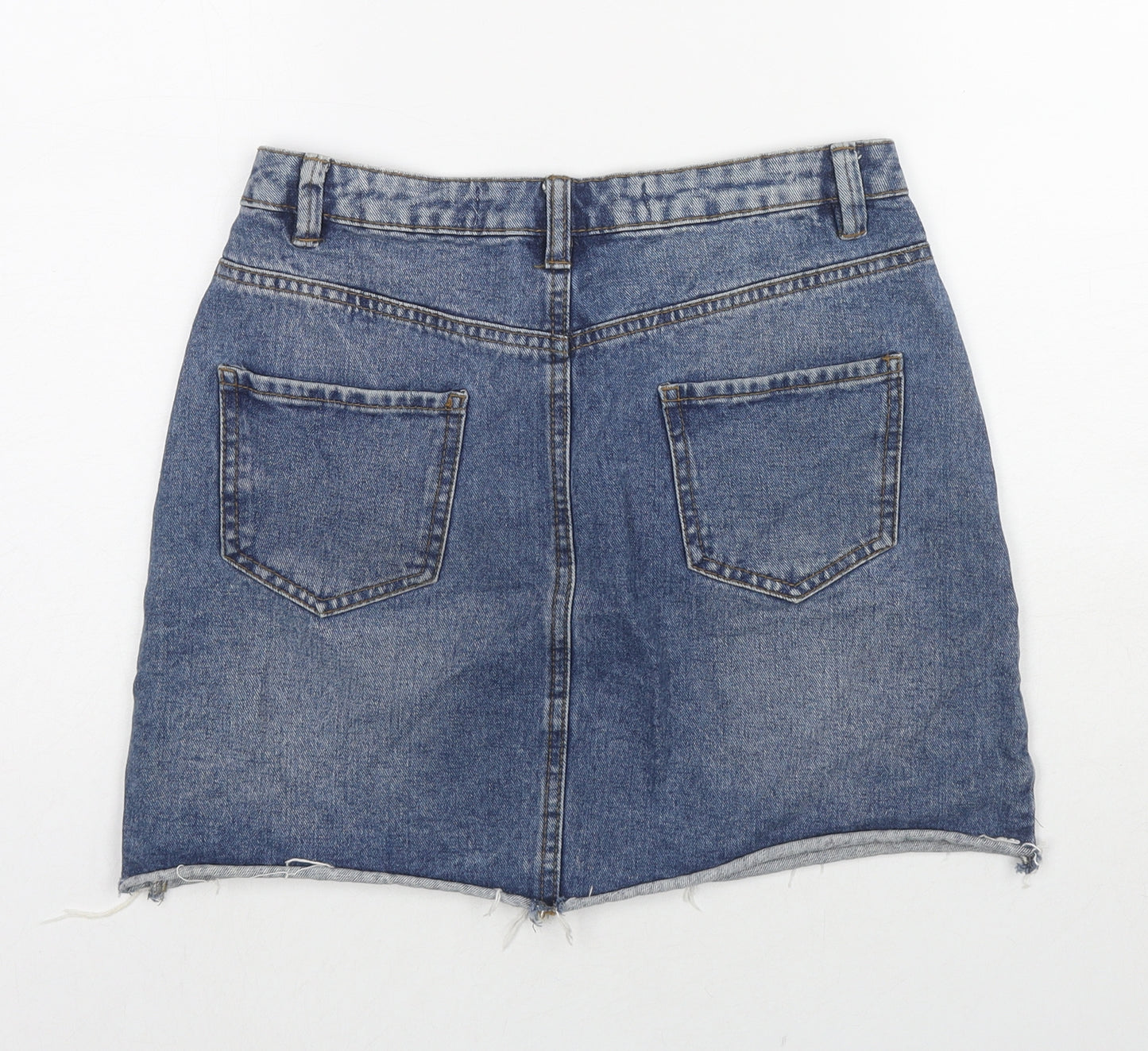 Denim & Co. Womens Blue Cotton A-Line Skirt Size 8 Zip