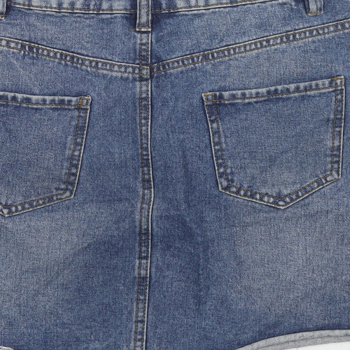 Denim & Co. Womens Blue Cotton A-Line Skirt Size 8 Zip