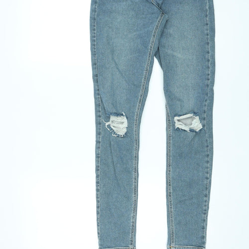 Topshop Womens Blue Cotton Skinny Jeans Size 26 in L34 in Regular Zip