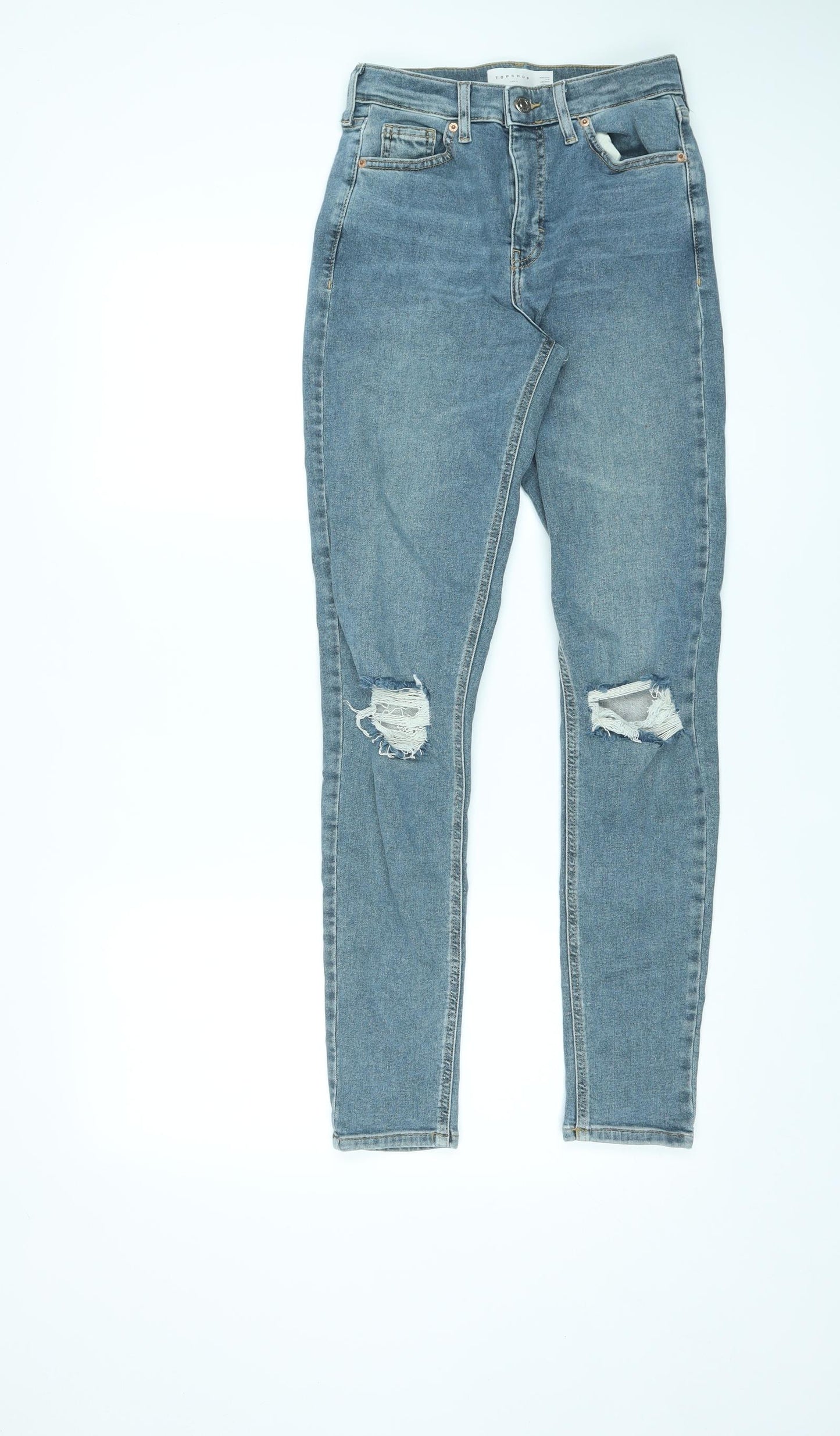 Topshop Womens Blue Cotton Skinny Jeans Size 26 in L34 in Regular Zip