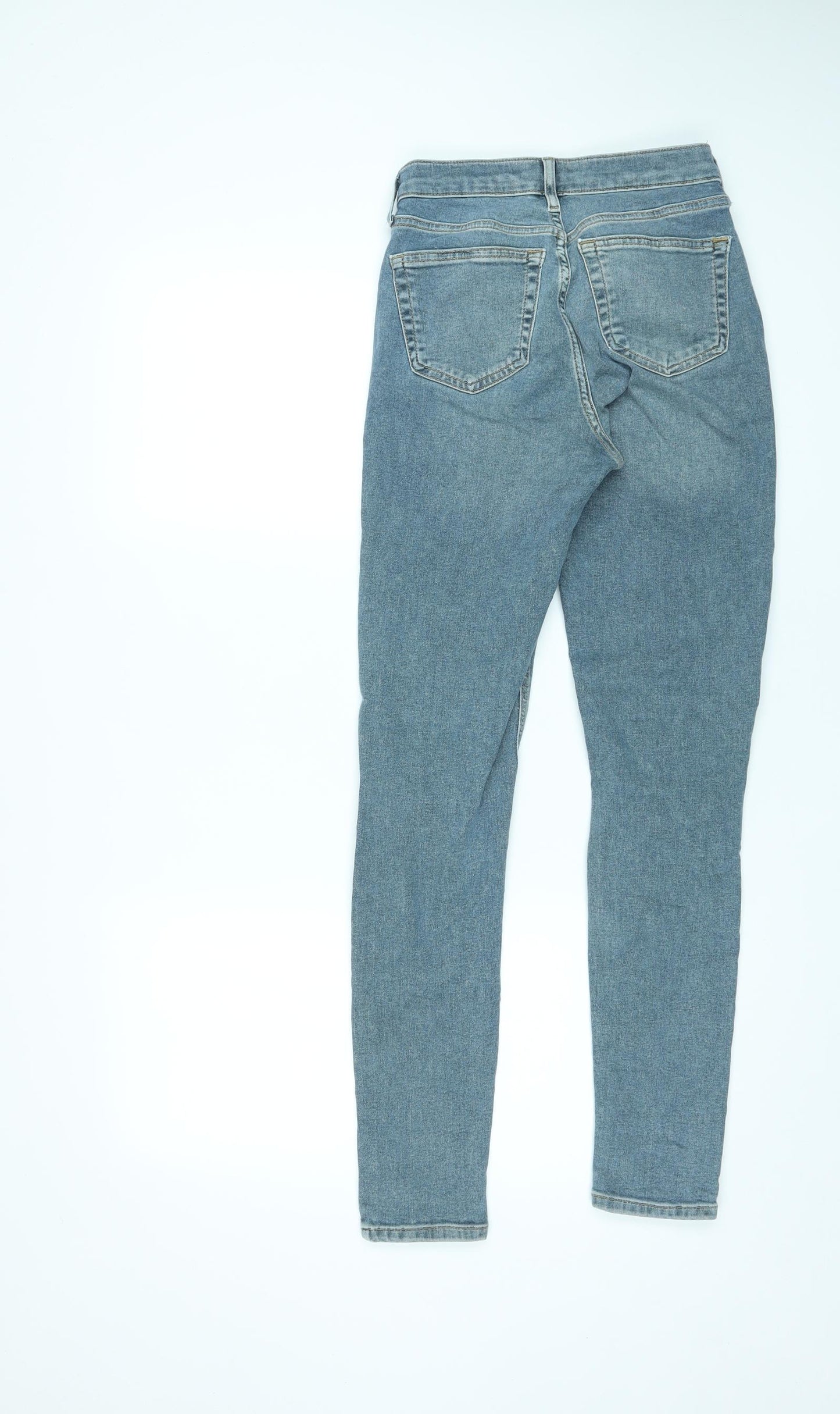 Topshop Womens Blue Cotton Skinny Jeans Size 26 in L34 in Regular Zip