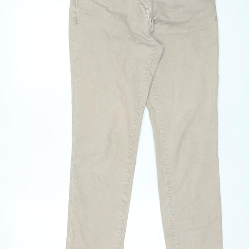 NEXT Womens Beige Cotton Straight Jeans Size 12 L28 in Regular Zip