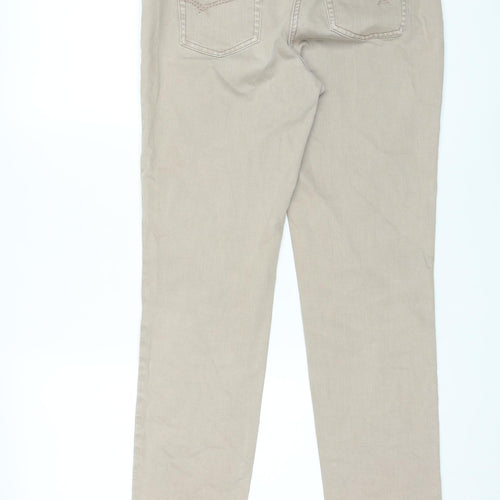 NEXT Womens Beige Cotton Straight Jeans Size 12 L28 in Regular Zip