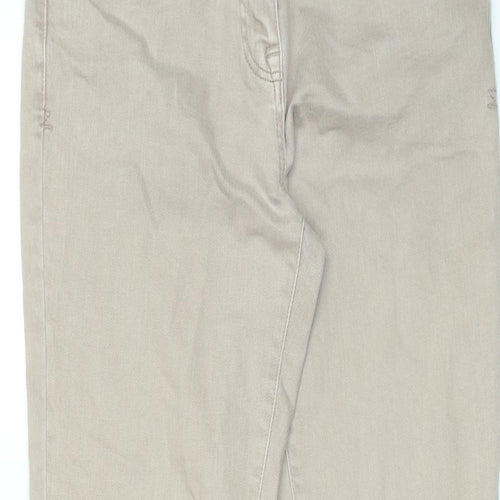 NEXT Womens Beige Cotton Straight Jeans Size 12 L28 in Regular Zip