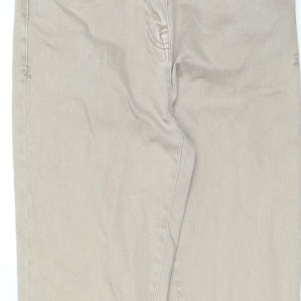 NEXT Womens Beige Cotton Straight Jeans Size 12 L28 in Regular Zip