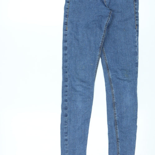 Topshop Womens Blue Cotton Skinny Jeans Size 25 in L34 in Regular Zip