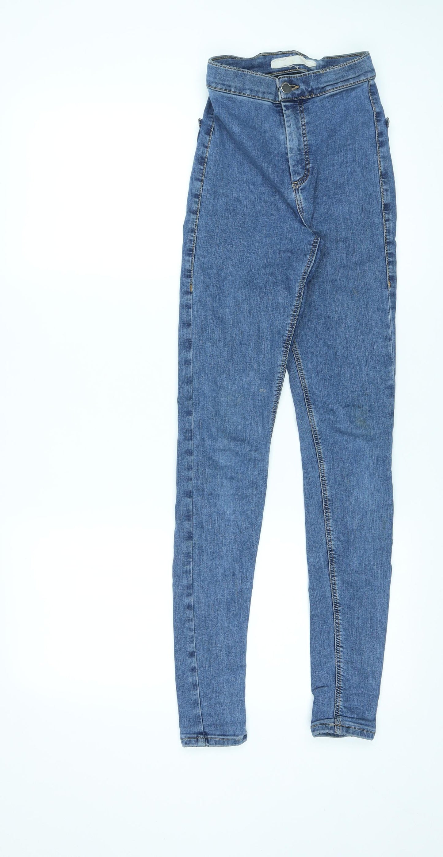 Topshop Womens Blue Cotton Skinny Jeans Size 25 in L34 in Regular Zip