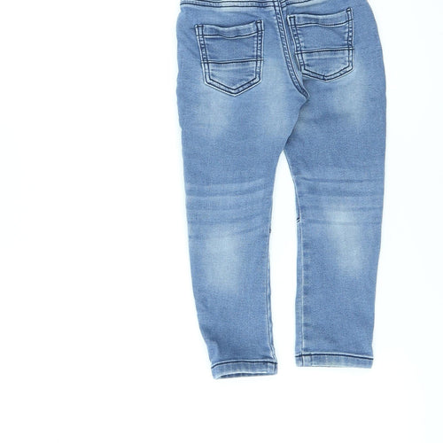 F&F Boys Blue Cotton Straight Jeans Size 2-3 Years L20 in Regular Drawstring