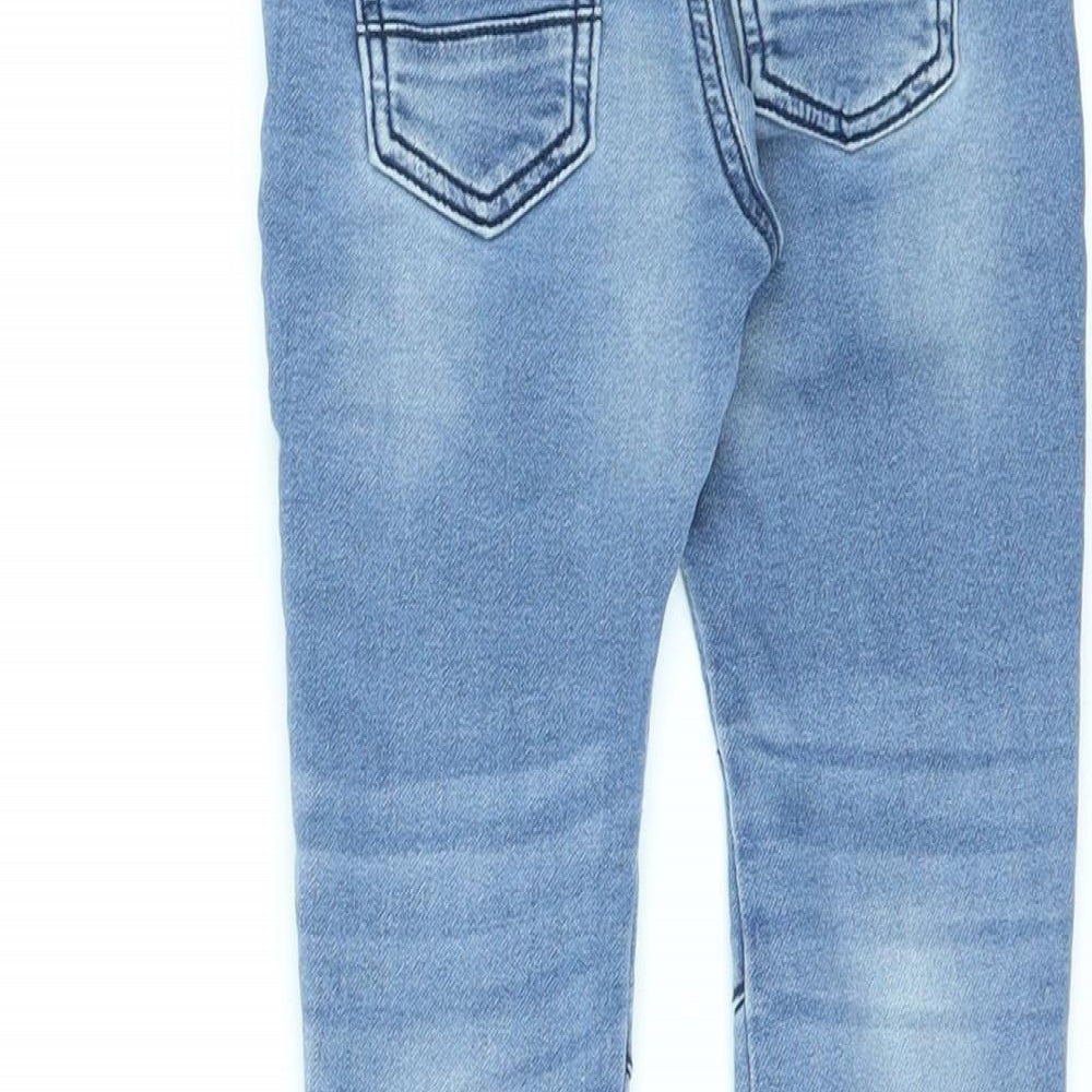 F&F Boys Blue Cotton Straight Jeans Size 2-3 Years L20 in Regular Drawstring
