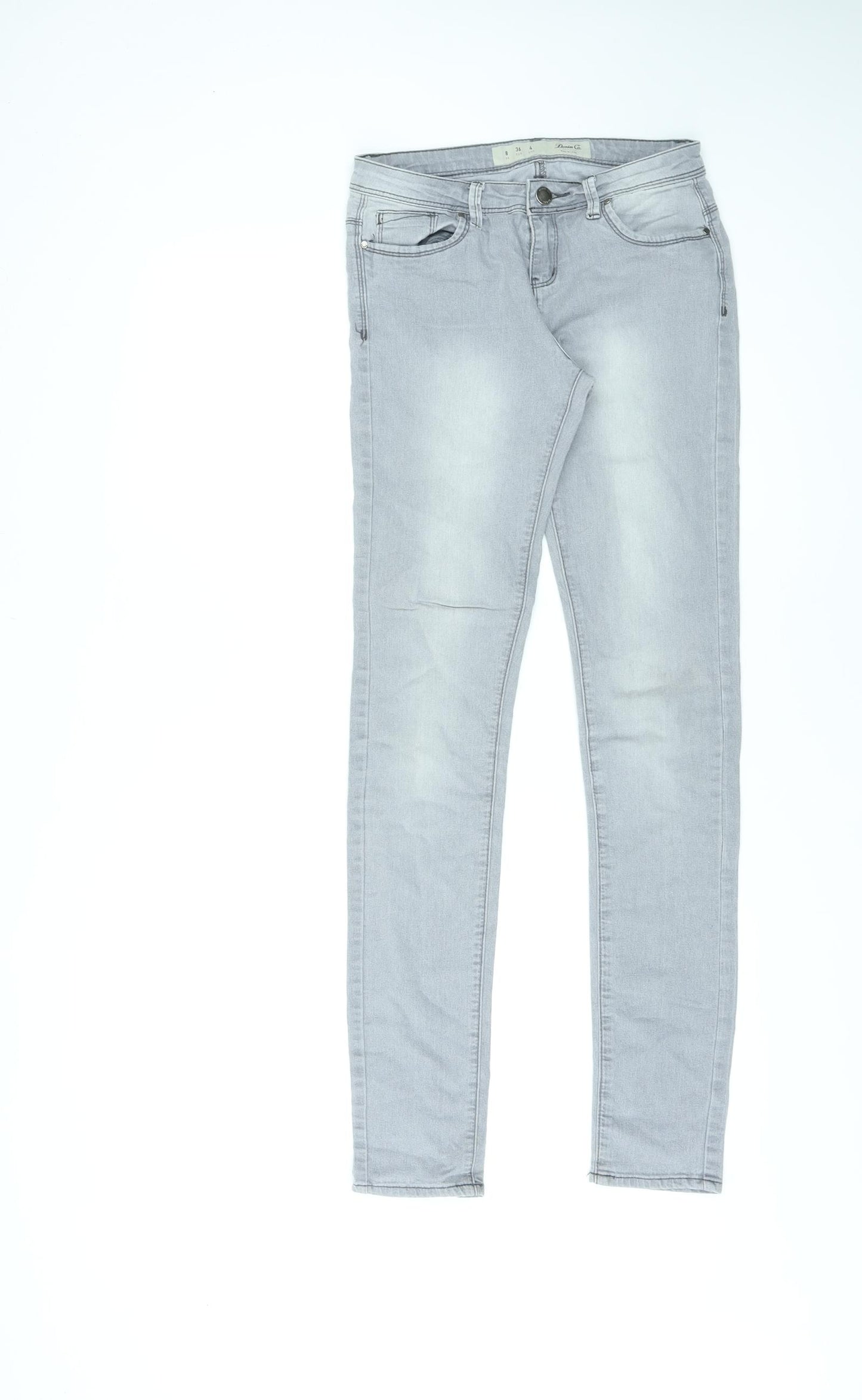 Denim & Co. Womens Grey Cotton Skinny Jeans Size 8 L32 in Regular Zip