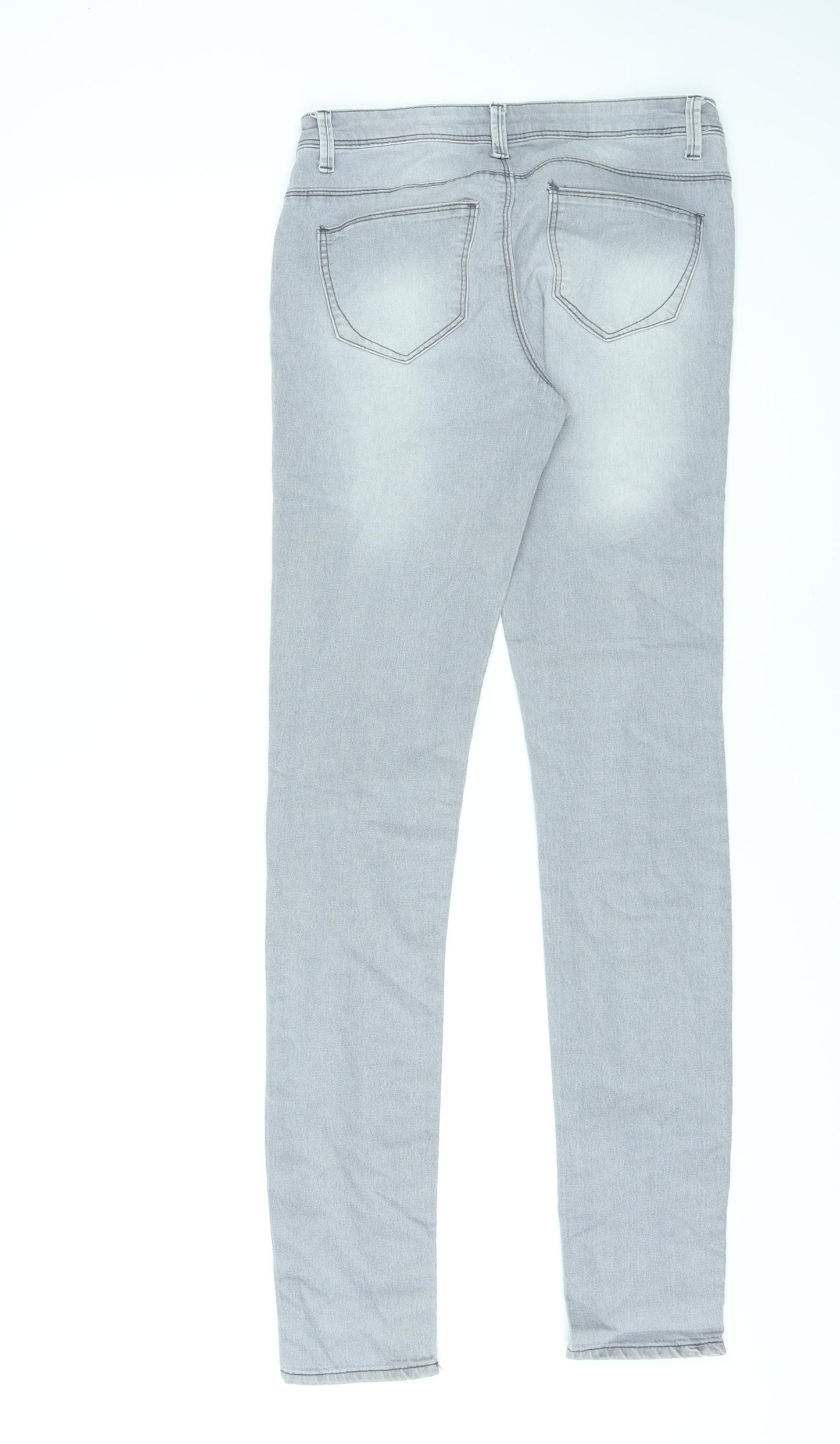Denim & Co. Womens Grey Cotton Skinny Jeans Size 8 L32 in Regular Zip