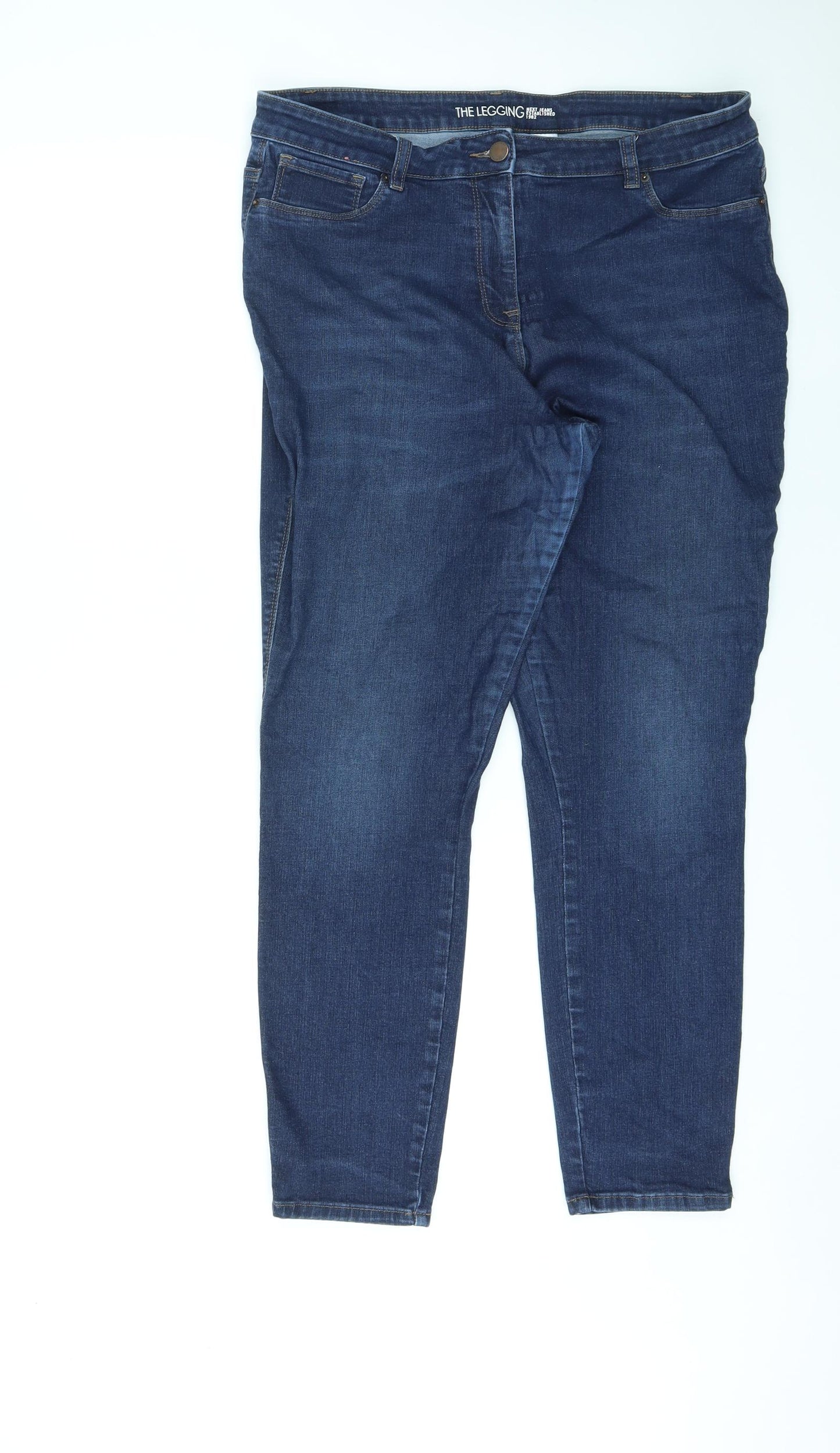 NEXT Womens Blue Cotton Jegging Jeans Size 18 L29 in Regular Zip