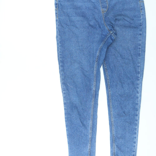 New Look Womens Blue Cotton Skinny Jeans Size 14 L25 in Regular Zip
