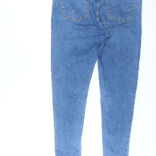 New Look Womens Blue Cotton Skinny Jeans Size 14 L25 in Regular Zip