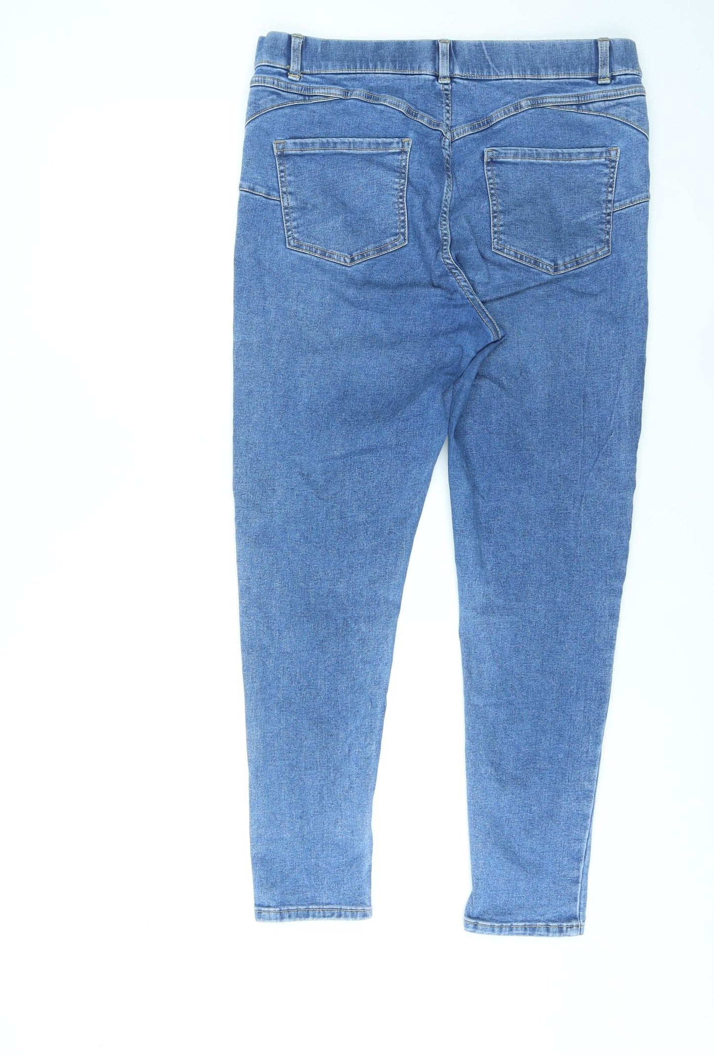 New Look Womens Blue Cotton Skinny Jeans Size 14 L25 in Regular Zip
