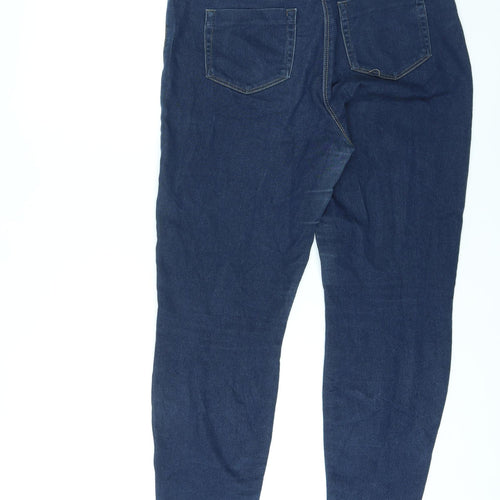 Papaya Womens Blue Cotton Skinny Jeans Size 12 L26 in Regular Zip