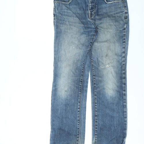 Jasper Conran Womens Blue Cotton Straight Jeans Size 32 in L30 in Regular Zip