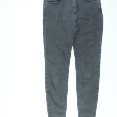 Marks and Spencer Womens Grey Cotton Skinny Jeans Size 12 L28 in Regular Zip