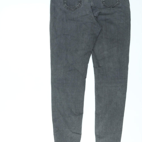 Marks and Spencer Womens Grey Cotton Skinny Jeans Size 12 L28 in Regular Zip