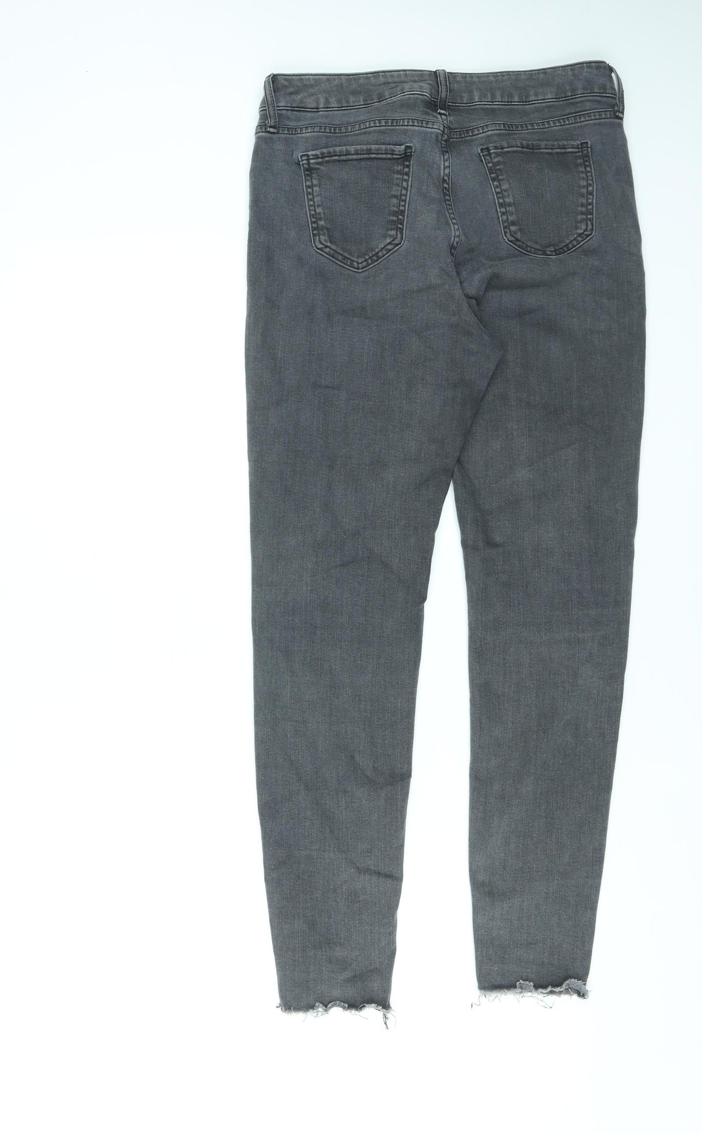 Marks and Spencer Womens Grey Cotton Skinny Jeans Size 12 L28 in Regular Zip