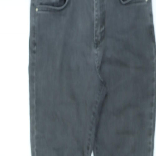 Marks and Spencer Womens Grey Cotton Skinny Jeans Size 12 L28 in Regular Zip