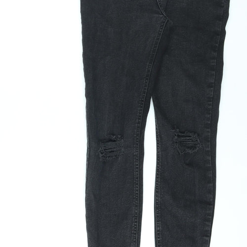 New Look Womens Black Cotton Skinny Jeans Size 12 L26 in Regular Zip