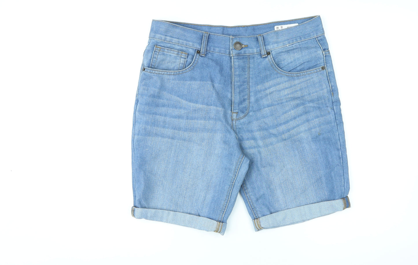 Denim Co Mens Blue Cotton Bermuda Shorts Size 32 in L8 in Regular Button