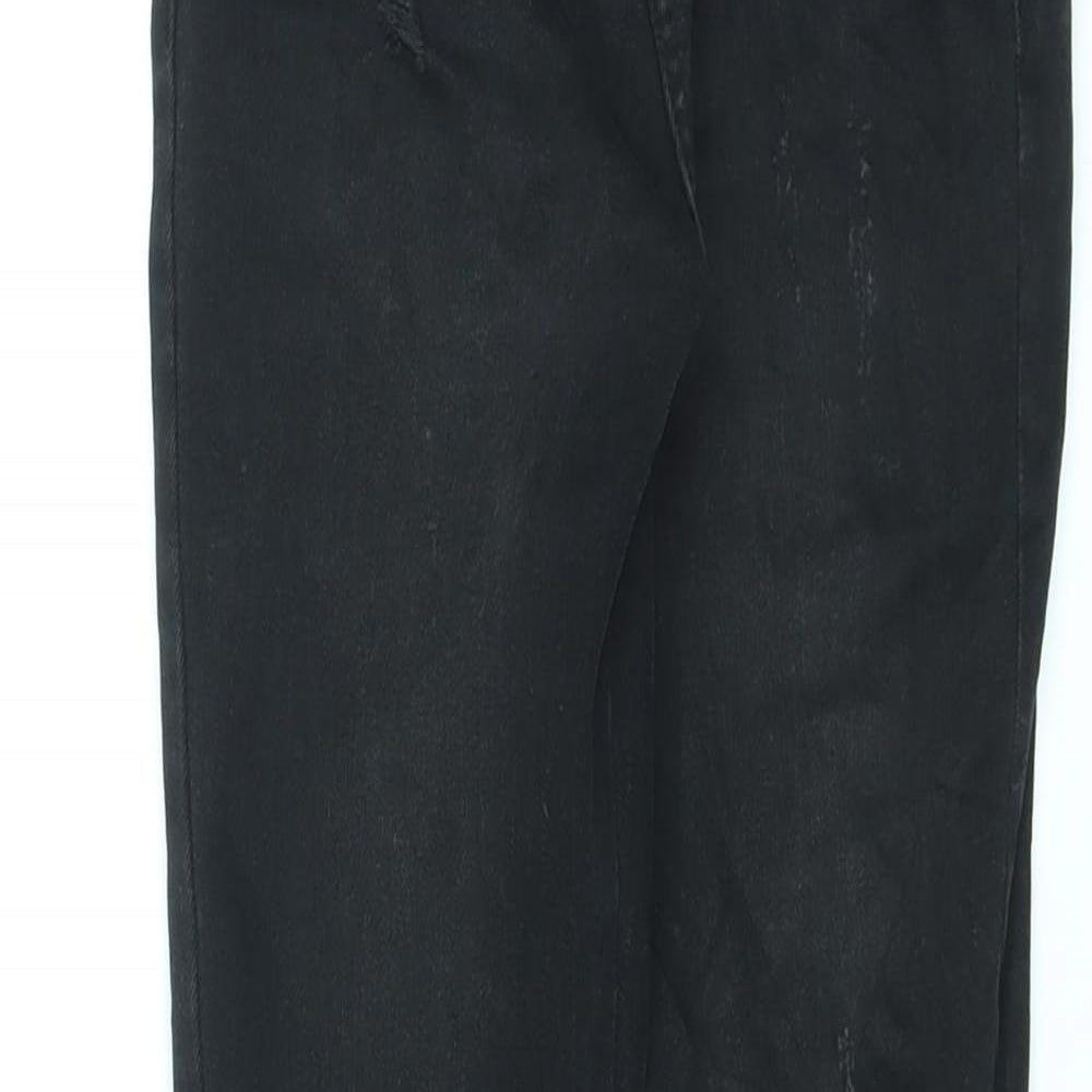 Denim Co Girls Black Cotton Skinny Jeans Size 9-10 Years L23 in Regular Zip - Distressed and Adjustable Waist