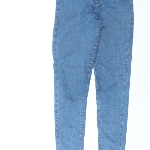 Topshop Womens Blue Cotton Skinny Jeans Size 28 L32 in Regular Zip