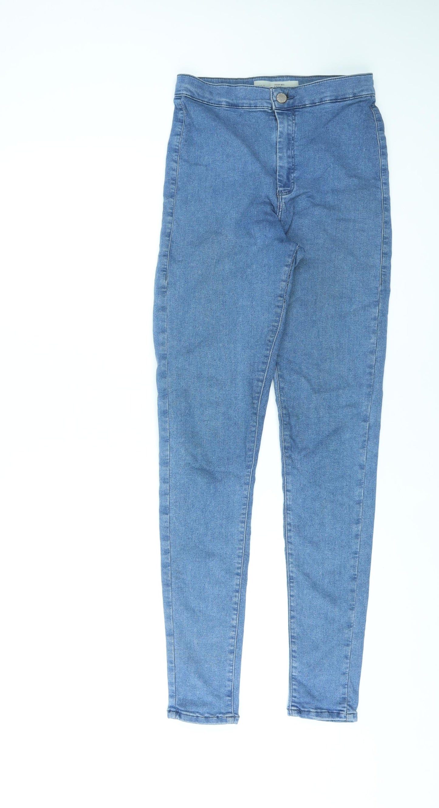 Topshop Womens Blue Cotton Skinny Jeans Size 28 L32 in Regular Zip